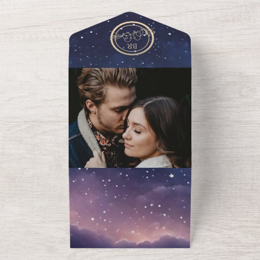 Starry Night Celestial Wedding All In One Einladung (Außenbereich)