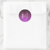 Starry Night Celestial Wedding Monogram Runder Aufkleber (Tasche)