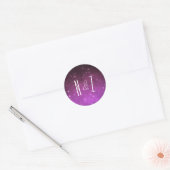 Starry Night Celestial Wedding Monogram Runder Aufkleber (Umschlag)