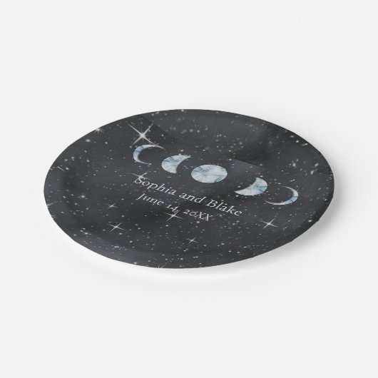 Starry Night Celestial Wedding Pappteller (Schrägansicht)