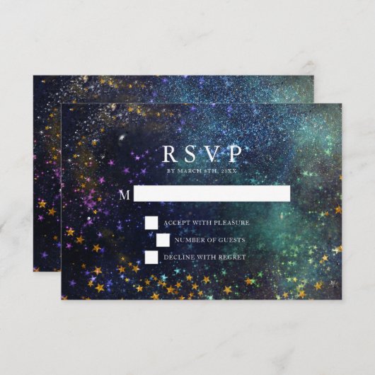 Starry Night Celestial Wedding RSVP Card (Vorne/Hinten)