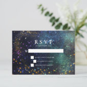 Starry Night Celestial Wedding RSVP Card Karte (Stehend Vorderseite)