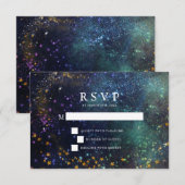 Starry Night Celestial Wedding RSVP Card Karte (Vorne/Hinten)