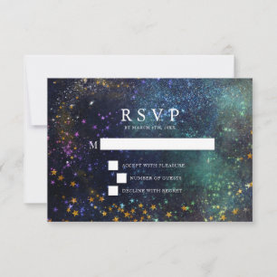 Starry Night Celestial Wedding RSVP Card Karte
