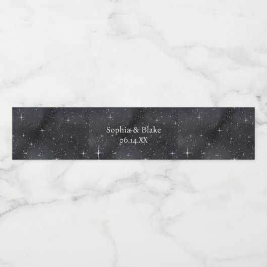Starry Night Celestial Wedding Wasserflaschenetikett (Einzelnes Label)