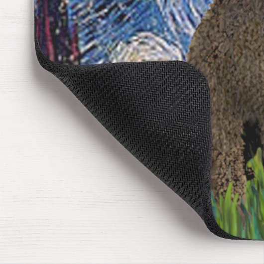 Starry Night - Chocolate St. Poodle Mousepad (Ecke)