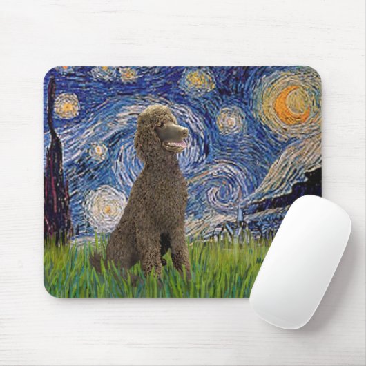 Starry Night - Chocolate St. Poodle Mousepad (Mit Mouse)