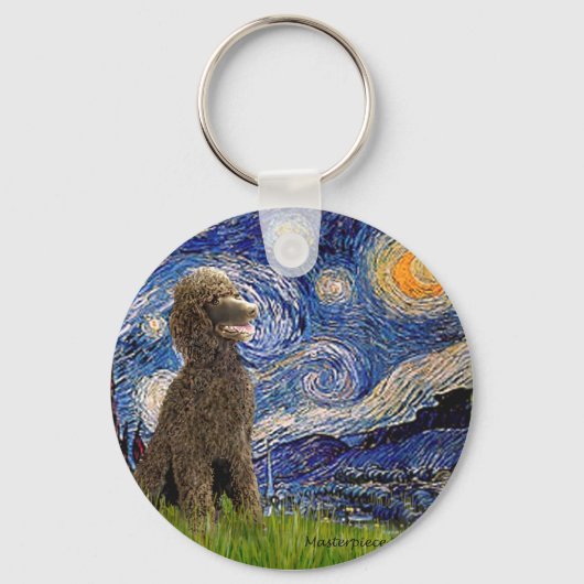 Starry Night - Chocolate St. Poodle Schlüsselanhänger (Vorderseite)