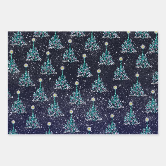 Starry Night Christmas 3 Variationen Geschenkpapier Set (Vorderseite)