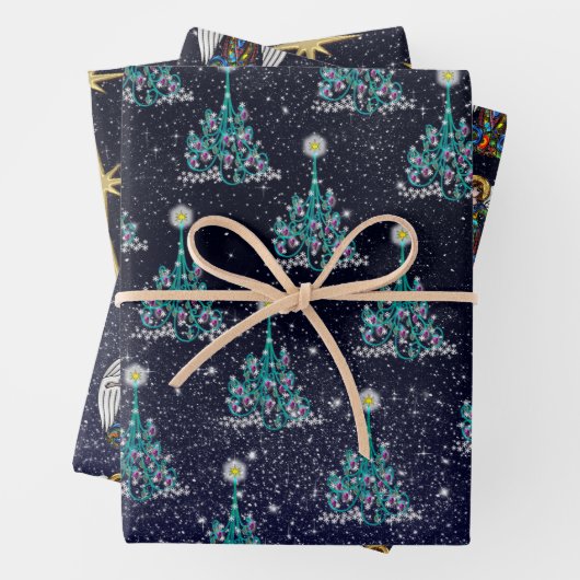 Starry Night Christmas 3 Variationen Geschenkpapier Set (Beispiel)