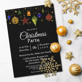 Starry Night Christmas Baubles Party Einladung