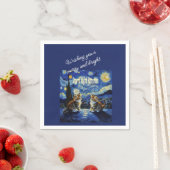 Starry Night Christmas Cat Lover Kittymas Fun Serviette (Beispiel)