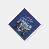 Starry Night Christmas Cat Lover Kittymas Fun Serviette (Ecke)