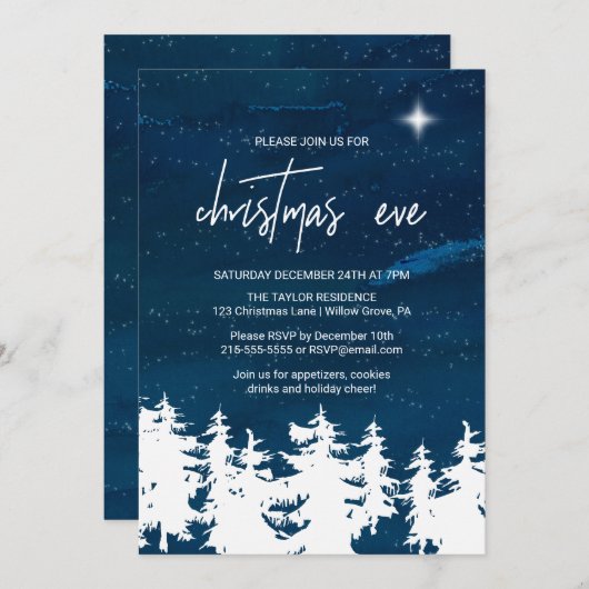 Starry Night Christmas Eve Party Einladung (Vorne/Hinten)
