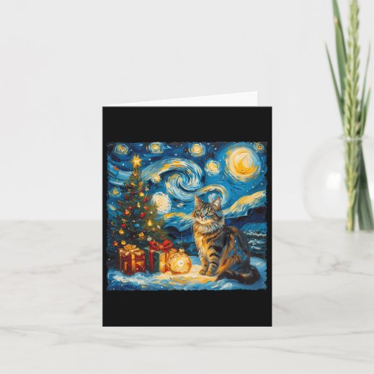 Starry Night Christmas Norwegian Forest Art Van Go Karte (Vorderseite)