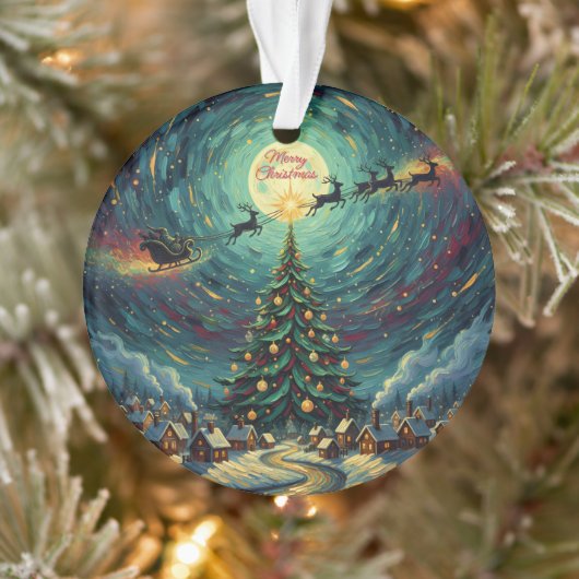Starry Night Christmas Ornament Round Acrylic (Baum)