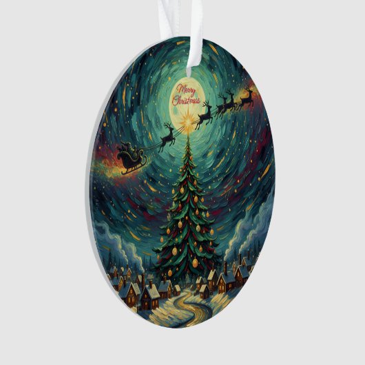Starry Night Christmas Ornament Round Acrylic (Vorderseite)