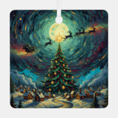 Starry Night Christmas Ornament Square Metal (Vorderseite)