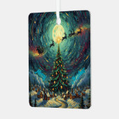 Starry Night Christmas Ornament Square Metal Aus Metall (Vorderseite links)