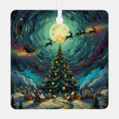 Starry Night Christmas Ornament Square Metal Aus Metall (Rückseite)