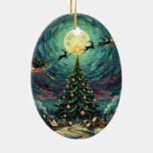 Starry Night Christmas Oval Santa Keramik Ornament (Hinten)