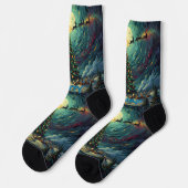 Starry Night Christmas Socks Sustainable Van Gogh Socken (Linkes Detail)