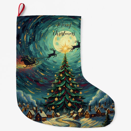 Starry Night Christmas Stocking Double-Sided Santa Großer Weihnachtsstrumpf (Vorderseite)