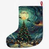 Starry Night Christmas Stocking Double-Sided Santa Großer Weihnachtsstrumpf (Rückseite)