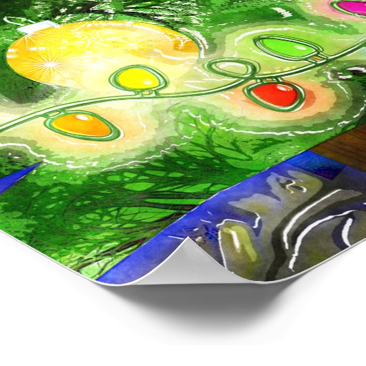 Starry Night Christmas Tree Wasserfarbe Poster (Ecke)