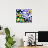 Starry Night Christmas Tree Wasserfarbe Poster (Heimbüro)
