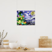 Starry Night Christmas Tree Wasserfarbe Poster (Küche)