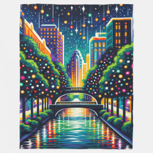 "Starry Night City: San Antonio Riverwalk" Fleecedecke