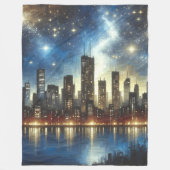 "Starry Night Cityscape Reflections" Fleecedecke (Vorderseite)