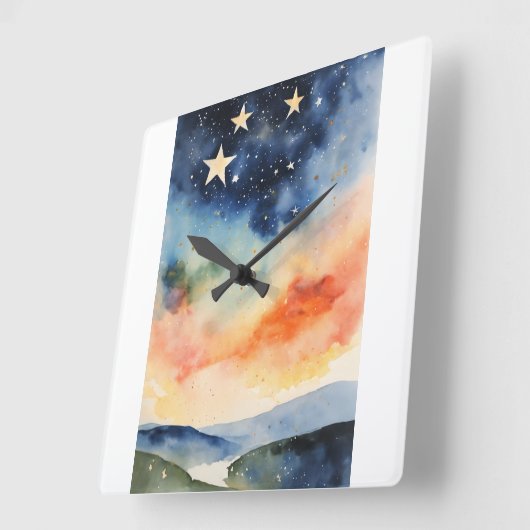 Starry Night Clock Celestial Star Clock Twinkling Quadratische Wanduhr (Winkel)