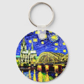 Starry Night Cologne Germany Cathedral Trucker Hat Schlüsselanhänger (Vorderseite)