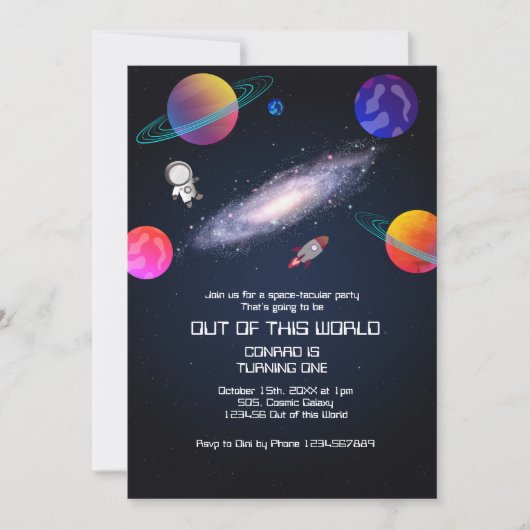 Starry Night Cosmic Quest Geburtstag Einladung (Vorderseite)