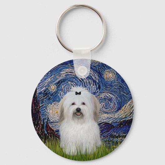 Starry Night - Coton de Tulear 2 Schlüsselanhänger (Vorderseite)