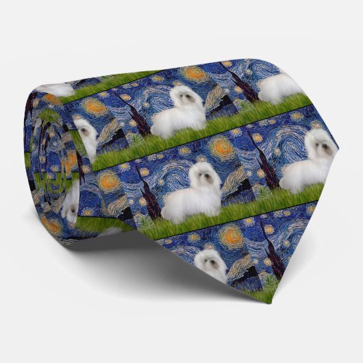 Starry Night - Coton de Tulear 5 Krawatte (Gerollt)