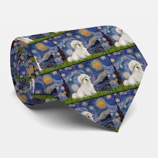 Starry Night - Coton de Tulear 7 Krawatte (Gerollt)
