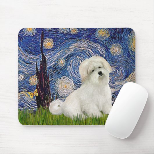 Starry Night - Coton de Tulear 7 Mousepad (Mit Mouse)
