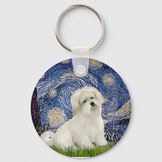 Starry Night - Coton de Tulear 7 Schlüsselanhänger (Vorderseite)