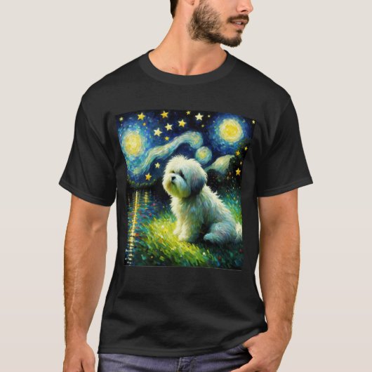 Starry Night Coton de Tulear Dog Van Gogh Lover T-Shirt (Vorderseite)