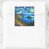 Starry Night Crater Lake National Park Quadratischer Aufkleber (Tasche)