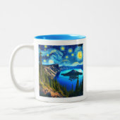Starry Night Crater Lake National Park Zweifarbige Tasse (Links)