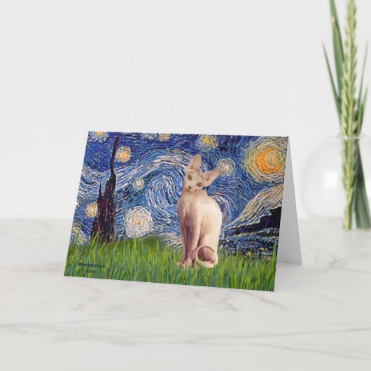 Starry Night - Cream Sphynx Cat Karte (Vorderseite)