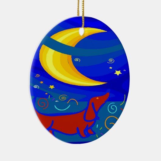 Starry Night Dackel Keramik Ornament (Rechts)