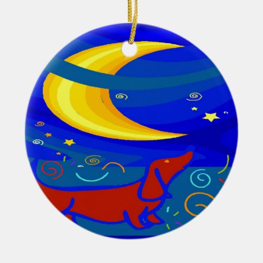 Starry Night Dackel Keramik Ornament (Vorne)