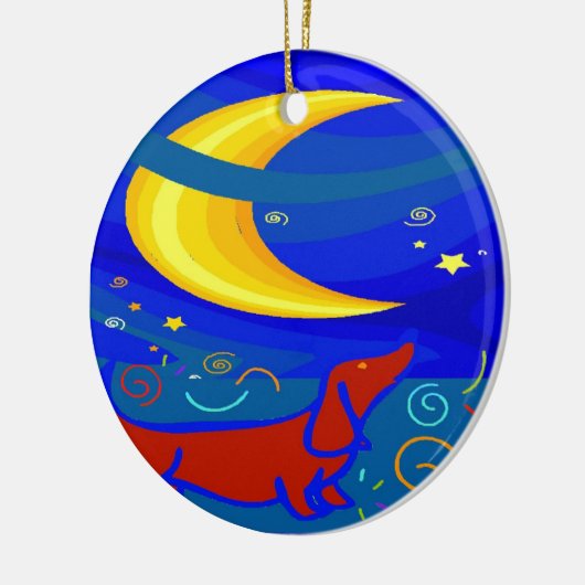 Starry Night Dackel Keramik Ornament (Links)