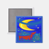 Starry Night Dackel Magnet (Vorderseite/Rückseite)