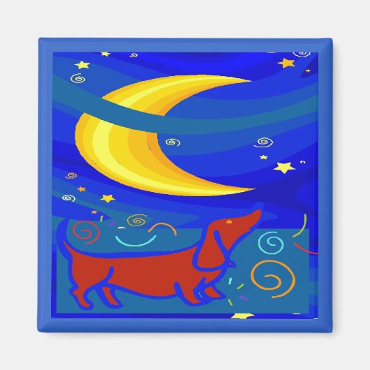 Starry Night Dackel Magnet (Vorne)